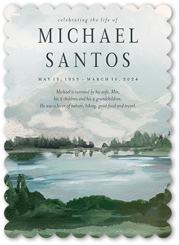 Sentimental Scenes 5x7 Green  Memorial Card