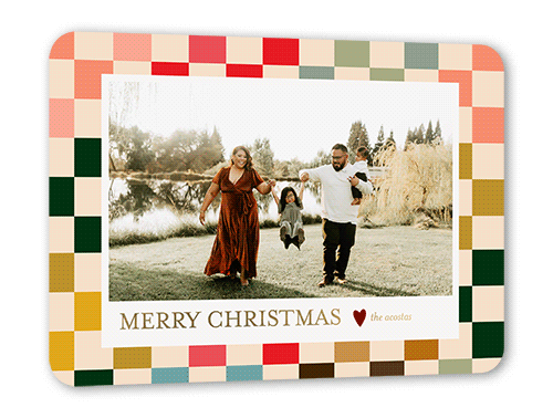 Checkered Pattern 5x7 Beige  Holiday Card