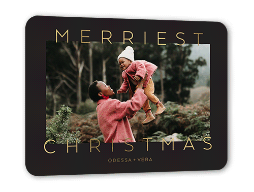 Message Overlap 5x7 Black  Holiday Card