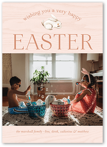 Happy Hare 5x7 Beige  Easter Card