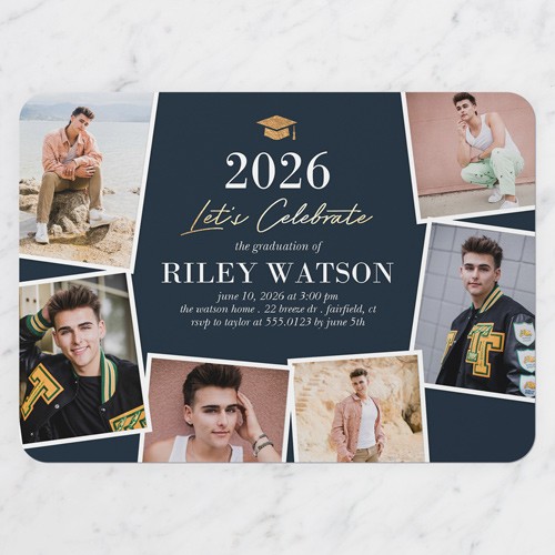 Encircled Snaps 5x7 Blue  Graduation Invitation