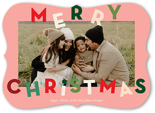 Playfully Bright 5x7 Pink  Holiday Card