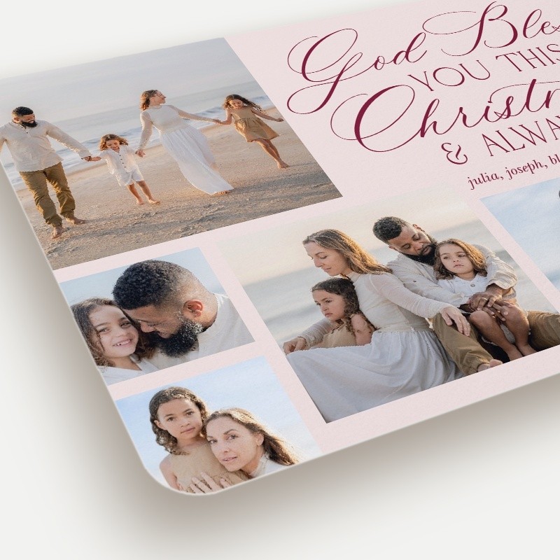 Blessed Script Religious Christmas Card