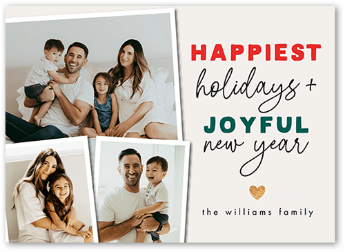 Multicolor Merry 5x7 Red  Holiday Card