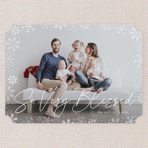 Gently Frosted Frame 5x7 White  Holiday Card