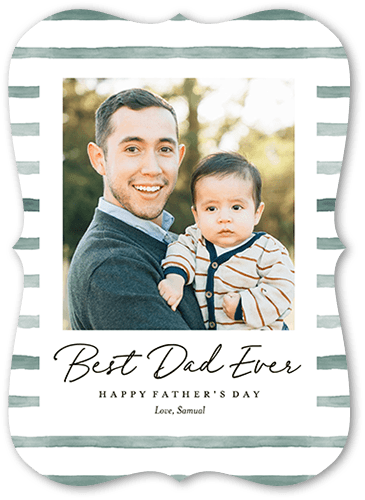 Watercolor Stripes 5x7 Green  Father's Day Card