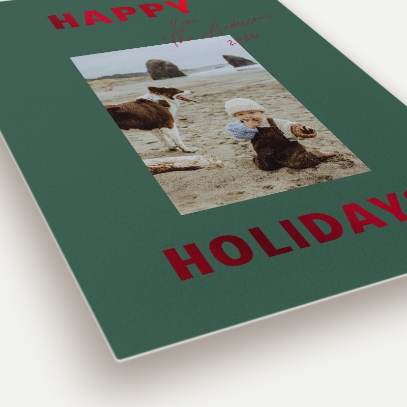 Modern Signature Holiday Card Modern Signature 5x7 Green Holiday Card