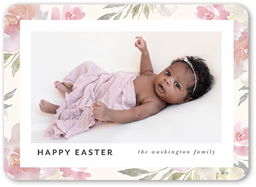 Floral Edge 5x7 White  Easter Card