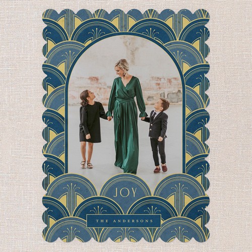 Deco Arches 5x7 Blue  Holiday Card