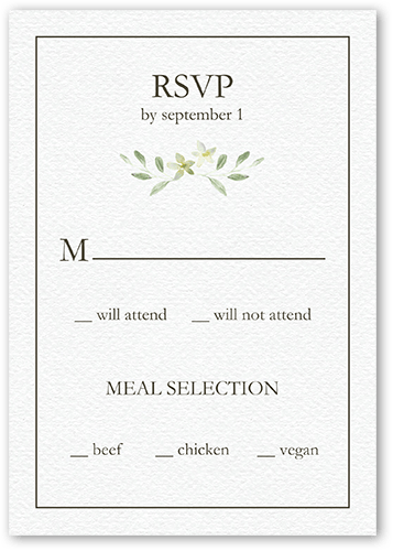 Greenery All Around 3.5x5 White  Wedding Response Card