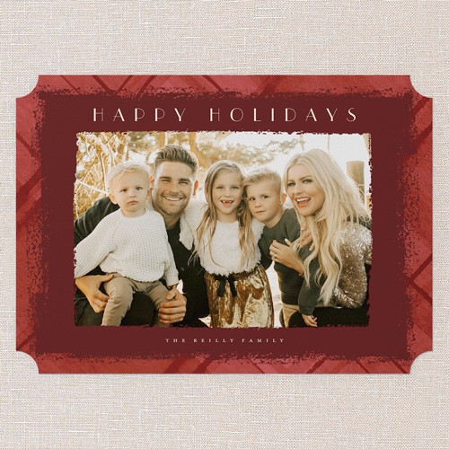 Speckled Plaid 5x7 Red  Holiday Card