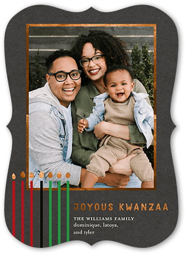 Simple Candles 5x7 Black  Kwanzaa Card