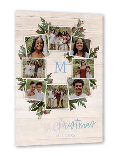 Photo Wreath 5x7 Beige  Holiday Card