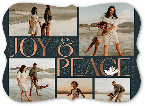 Peaceful Elegant Joy 5x7 Blue  Religious Christmas Card