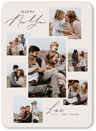 Simple Photo Gallery 5x7 Gray  New Year's Card