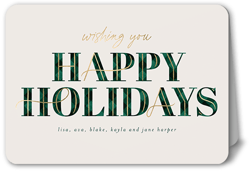Art Deco Plaid 5x7 Green  Holiday Card