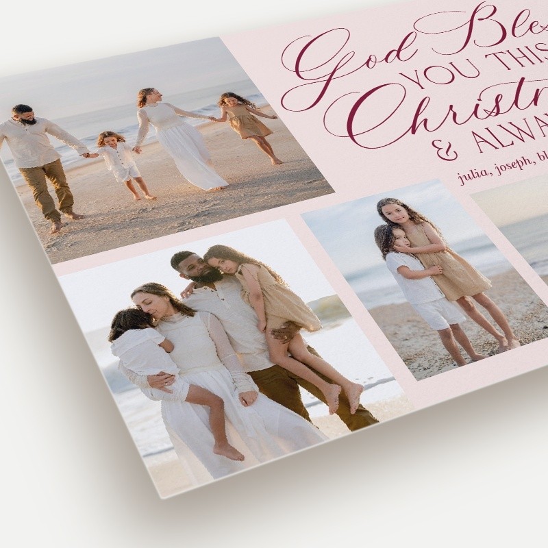 Blessed Script Religious Christmas Card