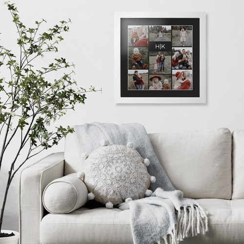 Modern Gallery Monogram of Nine 16x16 Multicolor  Framed Print