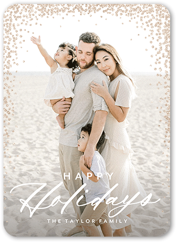 Confetti Corners 5x7 White  Holiday Card