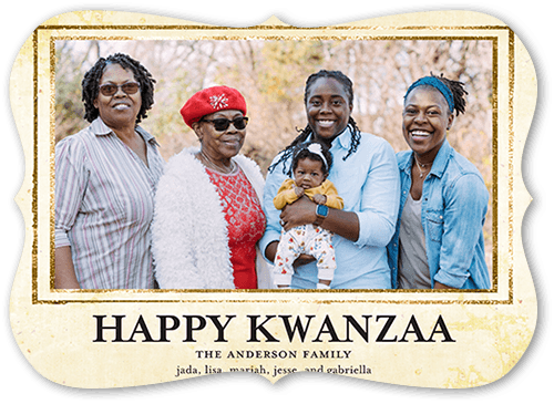 Textured Trim 5x7 Beige  Kwanzaa Card