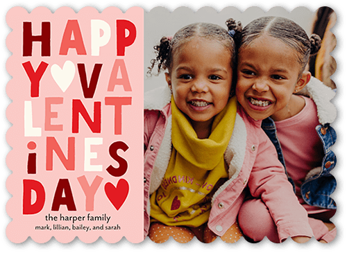 Stacked Affection 5x7 Pink  Valentine's Day Card