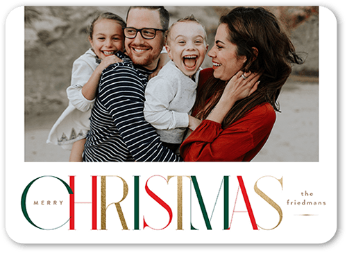 Vintage Serif 5x7 White  Holiday Card