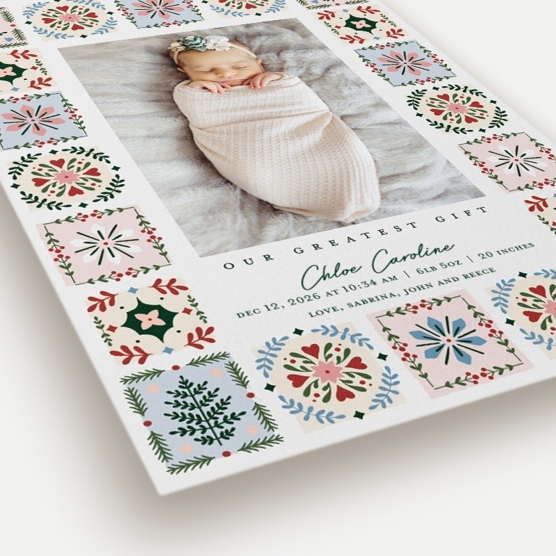 Folk Tiles Birth Announcement