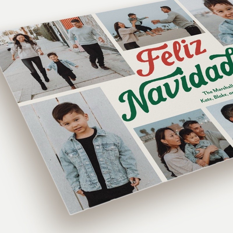 Retro Script Collage Holiday Card Retro Script Collage 6x8 Beige Holiday Card