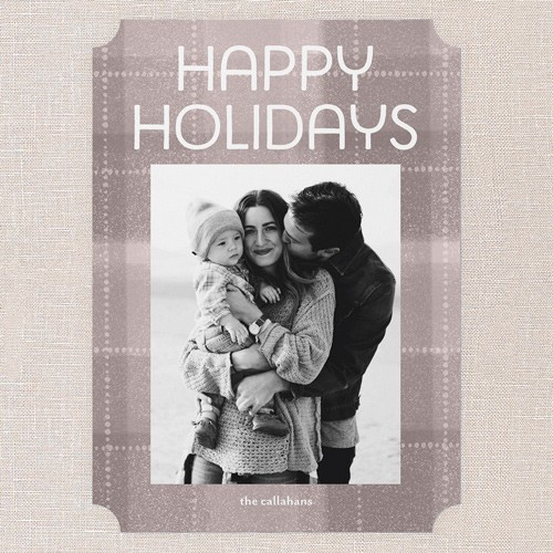 Holiday Cards: Cozy Plaid Greetings 5x7 Portrait Flat Gray 3 Photos Signature Smooth Cardstock Ticket Shutterfly