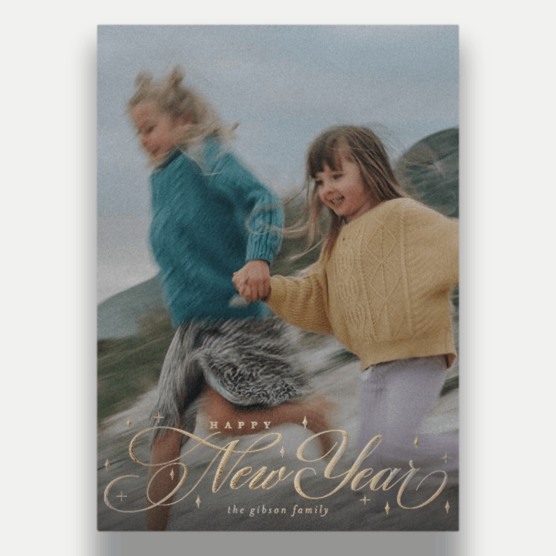Sparkling Script New Year's Card