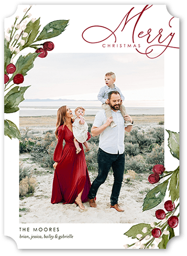 Festive Berries 5x7 White  Holiday Card