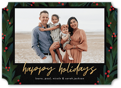Canvas Foliage 5x7 Black  Holiday Card