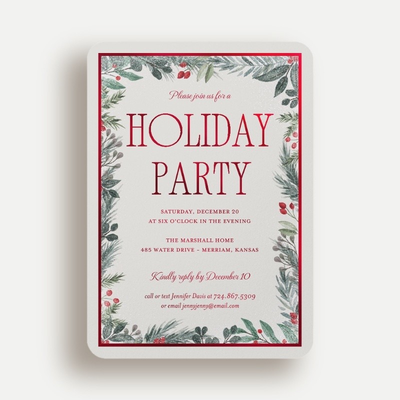 Botanical Border Holiday Invitation