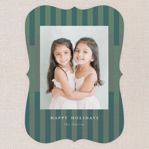 Bold Stripe 5x7 Green  Holiday Card