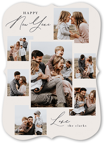 Simple Photo Gallery 5x7 Gray  New Year's Card