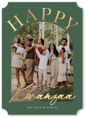 Arched Greetings 5x7 Green  Holiday Card