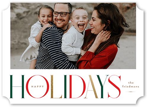 Vintage Serif 5x7 White  Holiday Card