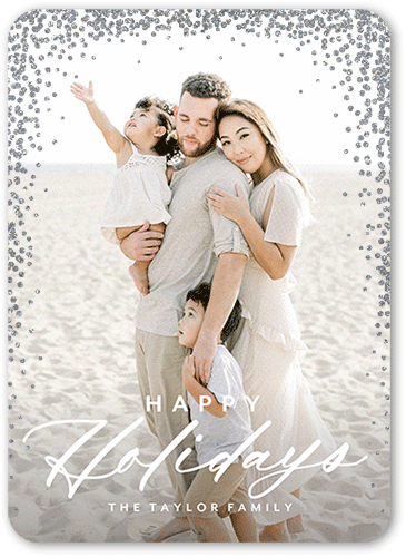 Confetti Corners 5x7 White  Holiday Card