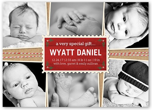 Special Gift 5x7 Red  Birth Announcement