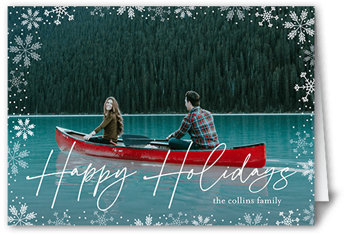 Gently Frosted Frame 5x7 White  Holiday Card