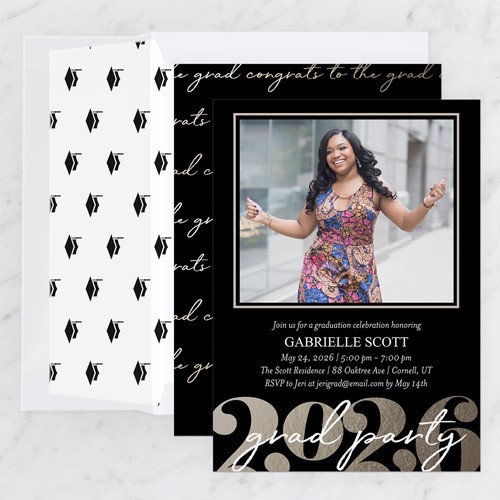 Strong Year 5x7 Black  Graduation Invitation