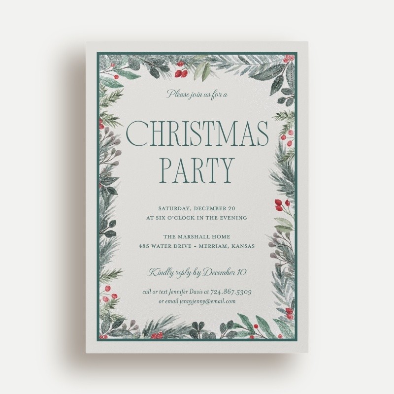 Botanical Border Holiday Invitation