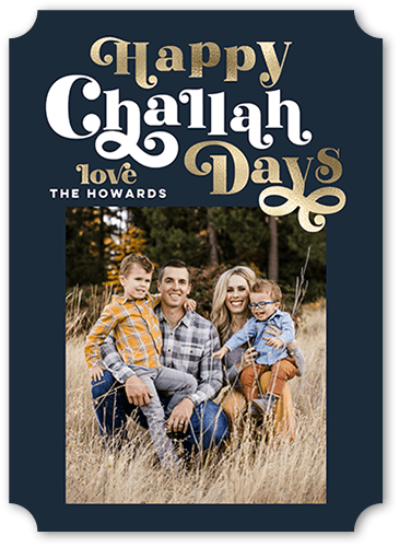 Happy Challah Days 5x7 Black  Hanukkah Card