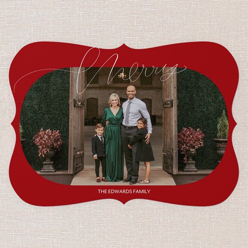 Rounded Cheer 5x7 Red  Holiday Card