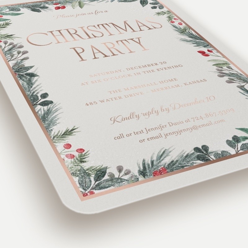 Botanical Border Holiday Invitation
