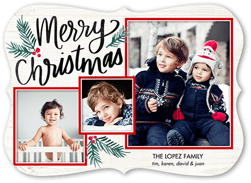 Brightly Framed 5x7 White  Holiday Card