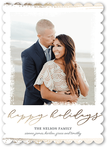 Brushed Barrier 5x7 White  Holiday Card