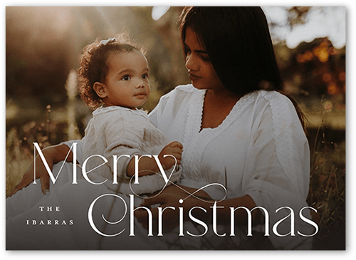 Simple Swoops 5x7 White  Holiday Card