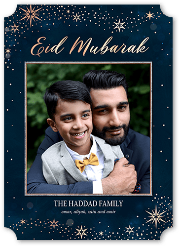 Lustrous Background 5x7 Blue  Eid Card