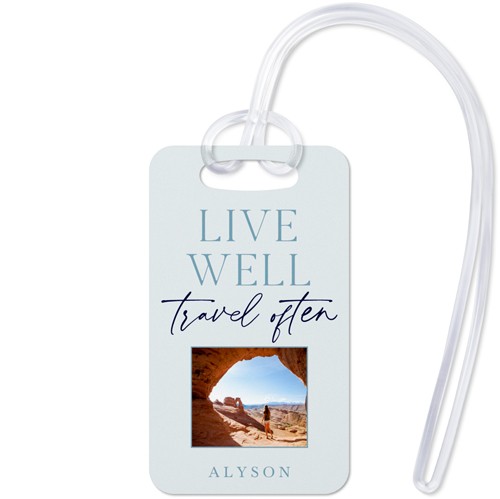 Live Well And Travel 2x3 Gray  Luggage Tag